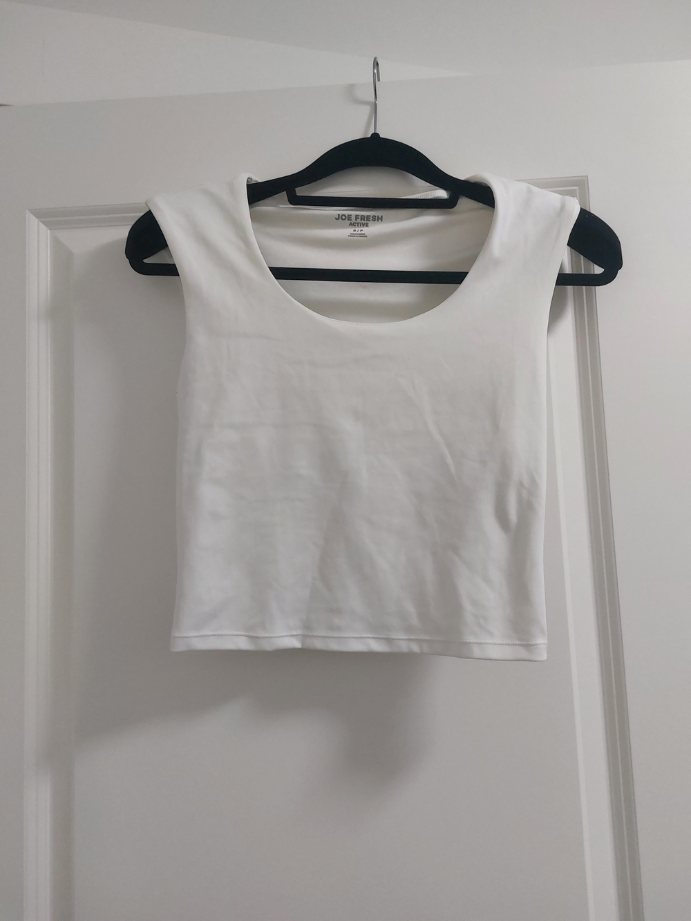 Joe Fresh White Scoop-Neck Cropped Tank
